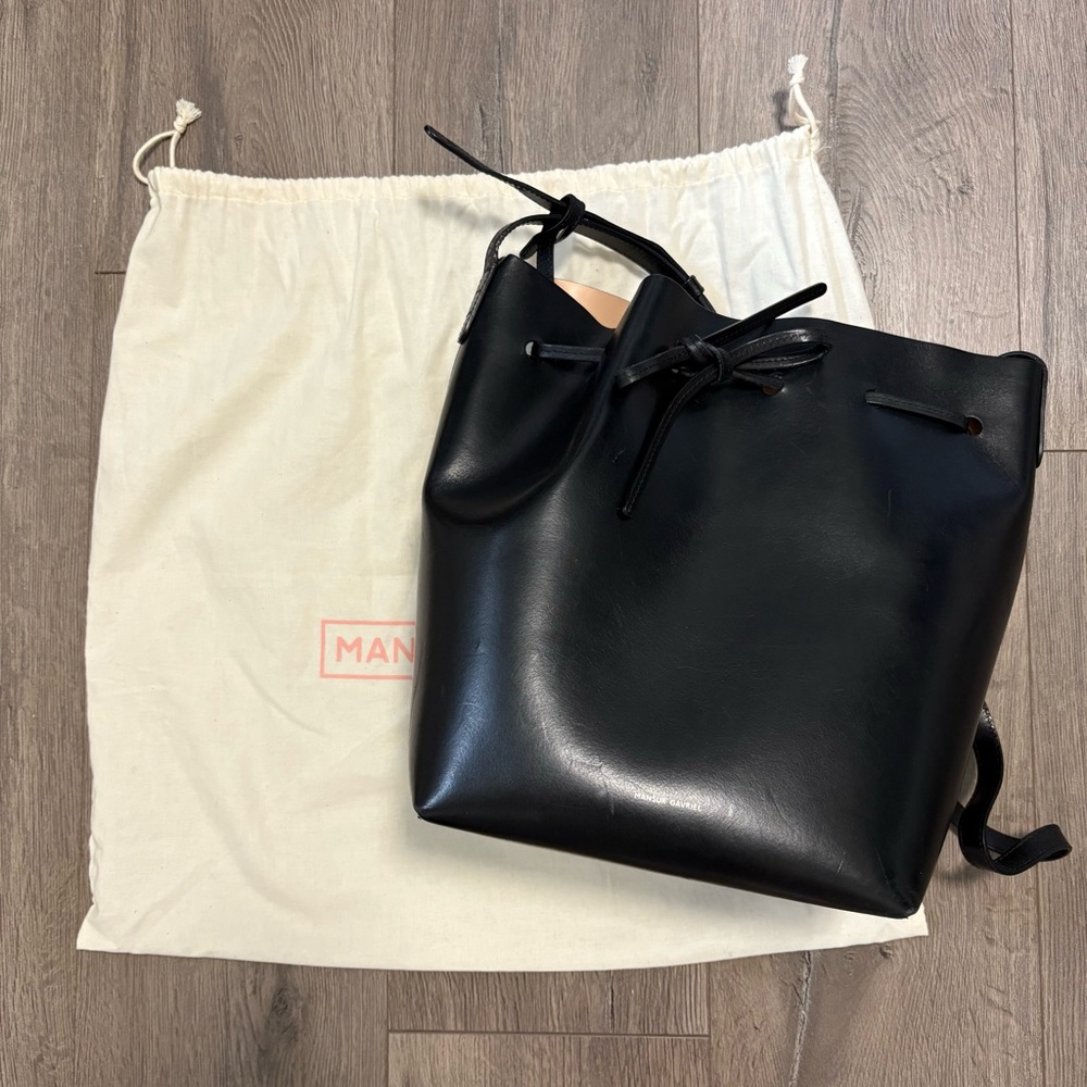 Mansur Gavriel Black Leather Bucket Shoulder Bag